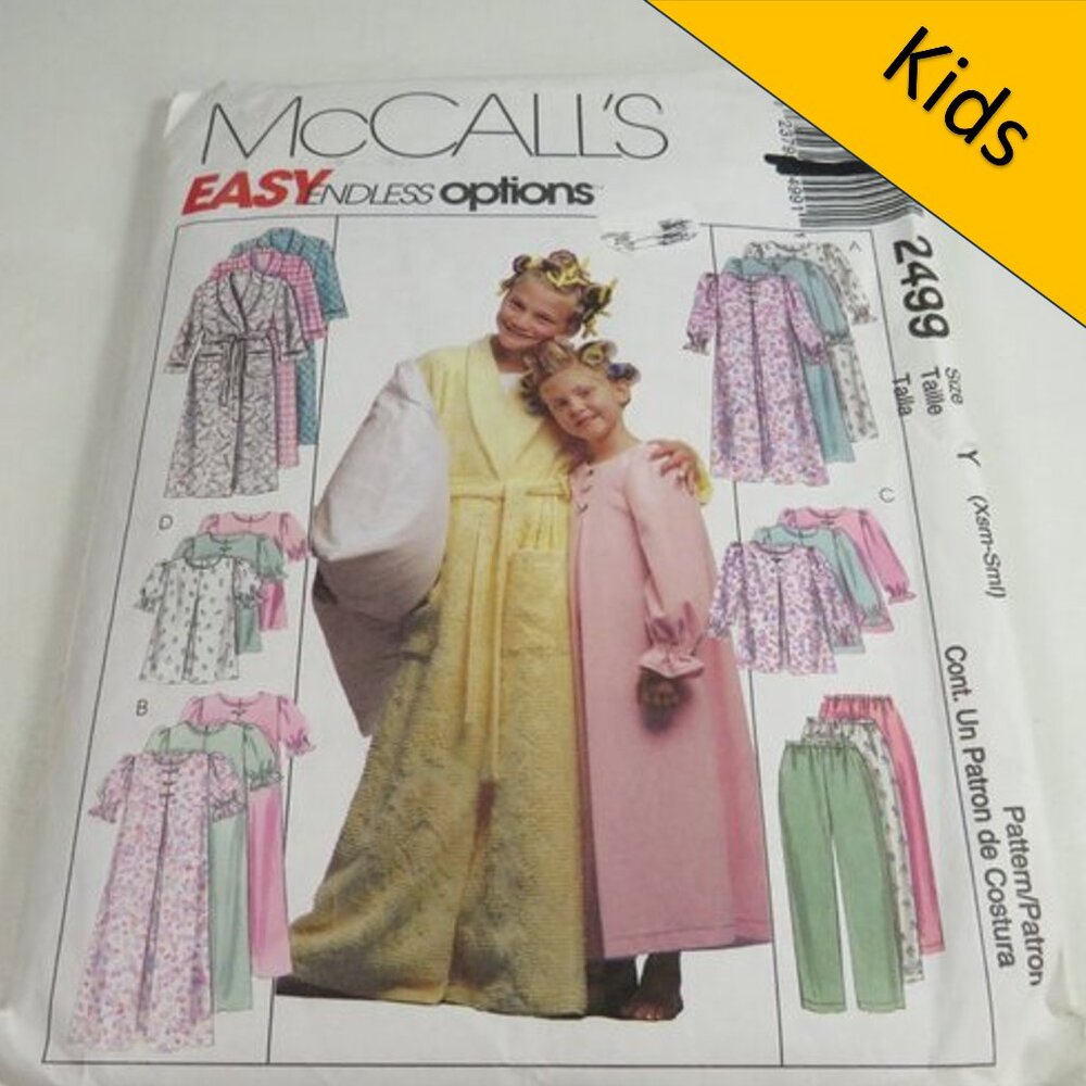 McCalls 24999 Clothing Patterns Easy UNCUT Nightgown/Dress, PJ, Robe, Shirts